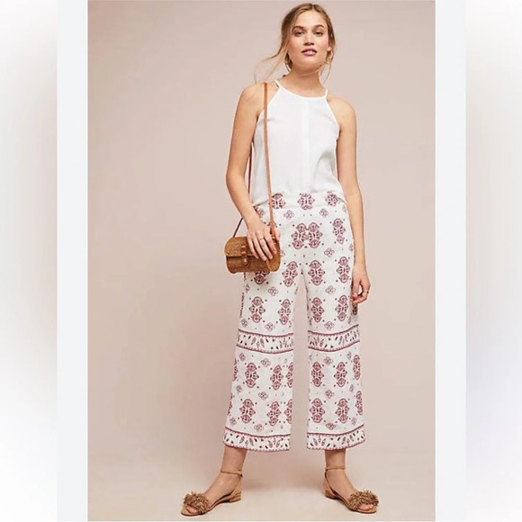 Anthropologie Pants - Anthropologie Ett Twa Jadida Embroidered Linen Blend Fully Lined Pant‎ 4 TALL